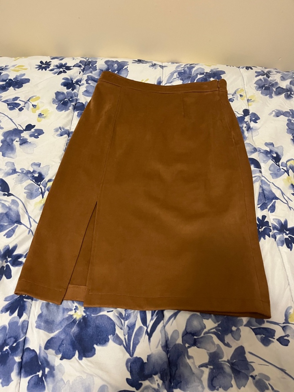 Tahari Burnt Orange A-Line Skirt with Front Slit